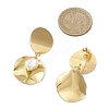 201 Stainless Steel Shell Pearl Flat Round Dangle Stud Earrings EJEW-JE06751-01-4