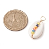 Natural Cowrie Shell Pendants PALLOY-JF02662-03-3
