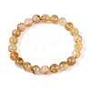 Natural Citrine Round Beaded Stretch Bracelets for Men Women G-N349-10A-2
