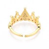 Brass Micro Pave Cubic Zirconia Cuff Rings for Women KK-T071-70G-3