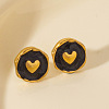 304 Stainless Steel Heart Stud Earrings OA9161-3-1