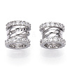 Rhodium Plated 925 Sterling Silver Micro Pave Cubic Zirconia Beads STER-T004-91P-2