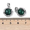 Brass Pave Synthetic Malachite Flat Round Charms KK-U043-42G-D-3