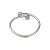 Non-Tarnish 304 Stainless Steel Round Ball Open Cuff Finger Rings for Women X-RJEW-C105-01P-3