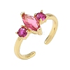 Brass Micro Pave Cubic Zirconia Cuff Open Rings for Women RJEW-L343-14G-01-4