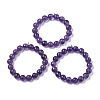 Natural Amethyst Stretch Beaded Bracelets G-R465-58B-2