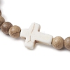 Natural Wood Beads Stretch Bracelets for Women BJEW-JB11338-02-3