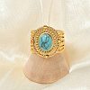 Natural Turquoise Finger Rings RJEW-Q006-01B-G-5