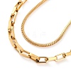 304 Stainless Steel Double Layer Square Snake Chain & Cable Chain Necklaces for Women NJEW-G140-01B-G-2