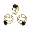 Oval Natural Black Agate Finger Rings RJEW-N046-05D-G-3