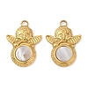 304 Stainless Steel Natural White Shell Pendants STAS-L288-01G-02-1