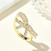 Brass & Clear Cubic Zirconia Finger Rings CU-CBA7E55-08G-1