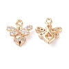 Brass Micro Pave Clear Cubic Zirconia Charms KK-G418-11G-2