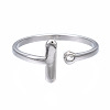 304 Stainless Steel Bar Open Cuff Ring for Women RJEW-T023-93P-1