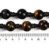 Natural Yellow Tiger Eye & Dyed Blue Tiger Eye(Dyed & Heated) 3-Hole Guru Beads Strands G-H064-E05-04A-5