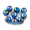 UV Plating Rainbow Iridescent Acrylic Crackl Beads PACR-C009-02A-1