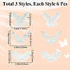 Gorgecraft 18Pcs 3 Style Butterfly Gauze Embroidery Ornaments Accessories PATC-GF0001-09-2