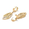 Feather 304 Stainless Steel Polymer Clay Rhinestone Dangle Earrings EJEW-L283-005G-2