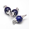 Platinum Tone Zinc Alloy Dyed Natural Lapis Lazuli Pendants G-F228-47B-FF-1