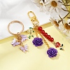 2 Styles Butterfly & Rose Synthetic Coral & Alloy Acrylic/Enamel Pendant Decorations KEYC-YW00182-04-1