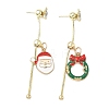 Christmas Aloy Enamel Dangle Stud Earrings for Women EJEW-F399-05A-G-2