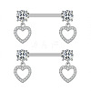 304 Stainless Steel Pave Cubic Zirconia Nipple Rings WGDEAF5-03-1