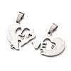 304 Stainless Steel Rhinestone Split Pendants STAS-F368-16P-2