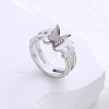 Butterfly Frosted 304 Stainless Steel Finger Rings for Women LR7265-1-1