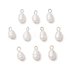10Pcs 2 Colors Natural Cultured Freshwater Pearl Rice Charms PALLOY-JF03921-1