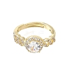 Brass Micro Pave Clear Cubic Zirconia Cuff Open Rings CU-CBA5C10-17G-4