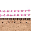 304 Stainless Steel with Glass Faceted Rondelle Bead Handmade Link Chain Birth Stone Necklaces for Women NJEW-G195-01G-05-5