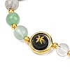 12 Zodiac Sign Natural Black Obsidian Round Beads Stretch Bracelets for Men Women WG228FC-07-3