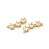 Rack Plating Brass Pave Clear Cubic Zirconia Connector Charms KK-O142-31G-3