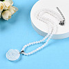 Natural Quartz Crystal 4.5mm Round Beaded Rock Crystal Flower Pendant Necklaces NJEW-T016-04P-1