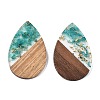 Transparent Resin & Walnut Wood Big Pendants RESI-T058-05M-2