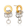 Two Tone 304 Stainless Steel Stud Dangle Earrings for Women WG3EDAB-01-5