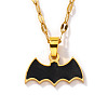 Stainless Steel Enamel Halloween Bat Pendant Dapped Chain Necklaces EL6242-2