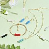 10Pcs Triple Natural Rose Quartz Round Beaded Connector Charms PALLOY-SW00003-07-5
