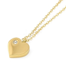 Ion Plating(IP) 304 Stainless Steel Crystal Rhinestone Heart Pendant Necklaces for Women NJEW-K276-16G