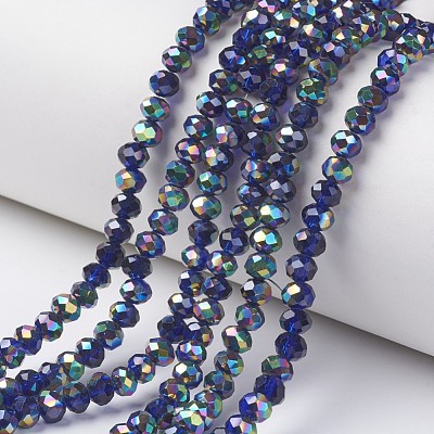 Electroplate Transparent Glass Beads Strands EGLA-A034-T4mm-Q08-1