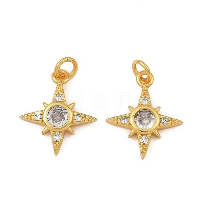 Brass Micro Pave Clear Cubic Zirconia Charms KK-F941-40B-G-1