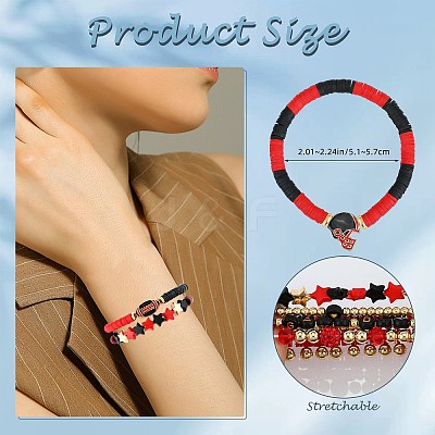 1 Set Handmade Polymer Clay Heishi Beads Stretch Bracelets Set BJEW-SZ0002-67A-02-1