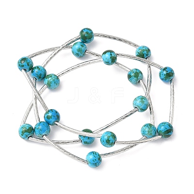 Round Synthetic Turquoise Beads Multi-strand Bracelets for Women BJEW-JB12335-02-1