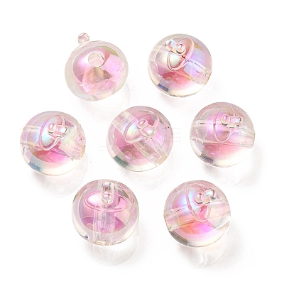 UV Plating Rainbow Iridescent Acrylic Beads OACR-A014-02C-1
