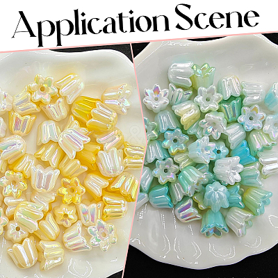 280Pcs 7 Colors Iridescent Plating Acrylic Beads MACR-SP0001-87-1