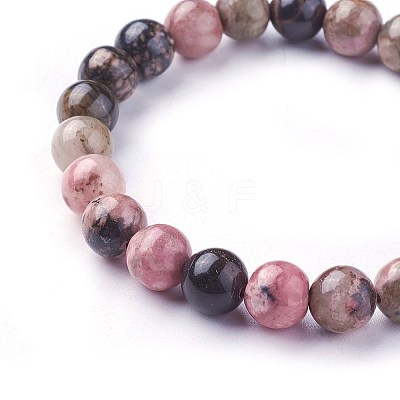 Natural Rhodonite Beads Stretch Bracelets X-BJEW-F380-01-B16-1