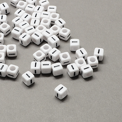 Large Hole Acrylic Letter European Beads SACR-Q103-6mm-01I-1