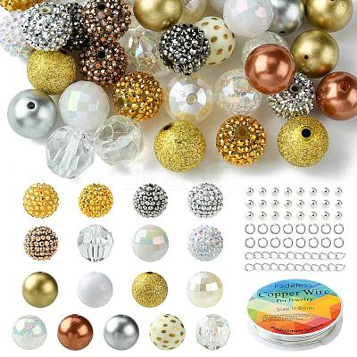 50 Pcs DIY Resin Rhinestone Graduated Beads Bracelets Making Kits DIY-CJ0002-47-1
