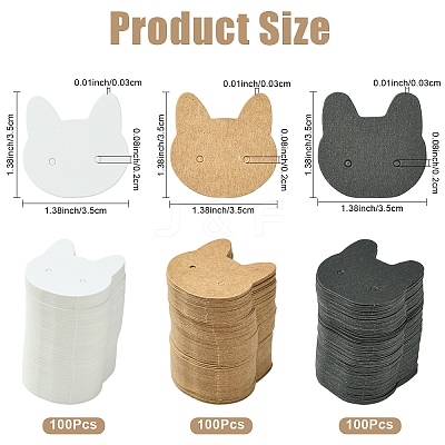 100Pcs Cat Shaped Paper Earring Display Cards EDIS-YW0001-09A-1