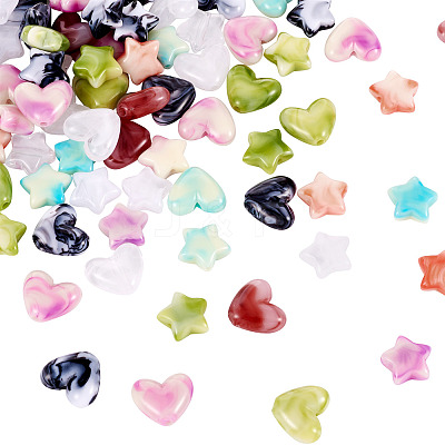 60Pcs 6 Colors Acrylic Beads OACR-TA0003-13-1